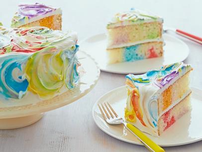 RAINBOW RIBBON CAKE!!