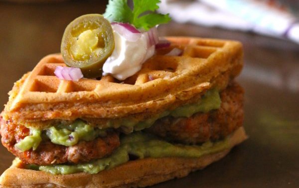 SPICY CHICKEN CHORIZO WAFFLE SANDWICHES!!
