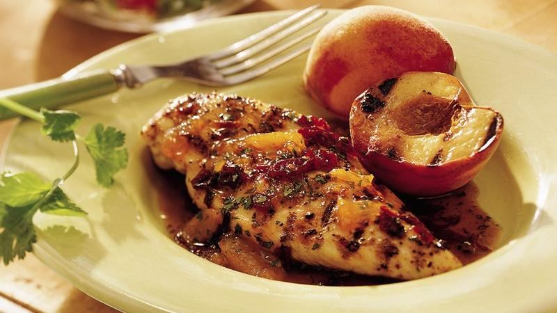 GRILLED CHICKEN BREAST W/ SPICY PEACH GLAZE!!