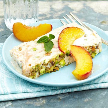 PEACH SEMIFREDDO WITH PISTACHIOS!!