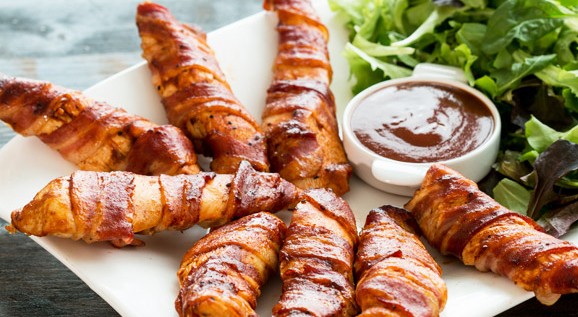 BACON WRAPPED CHICKEN STRIPS!!