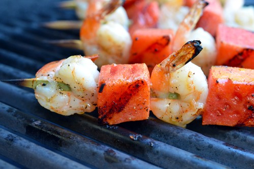 GRILLED WATERMELON & SHRIMP SKEWERS!!