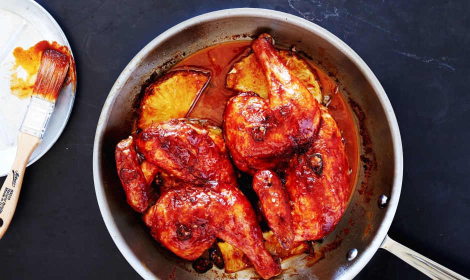 PAN ROASTED CHICKEN w/ PINEAPPLE CHILI GLAZE!!