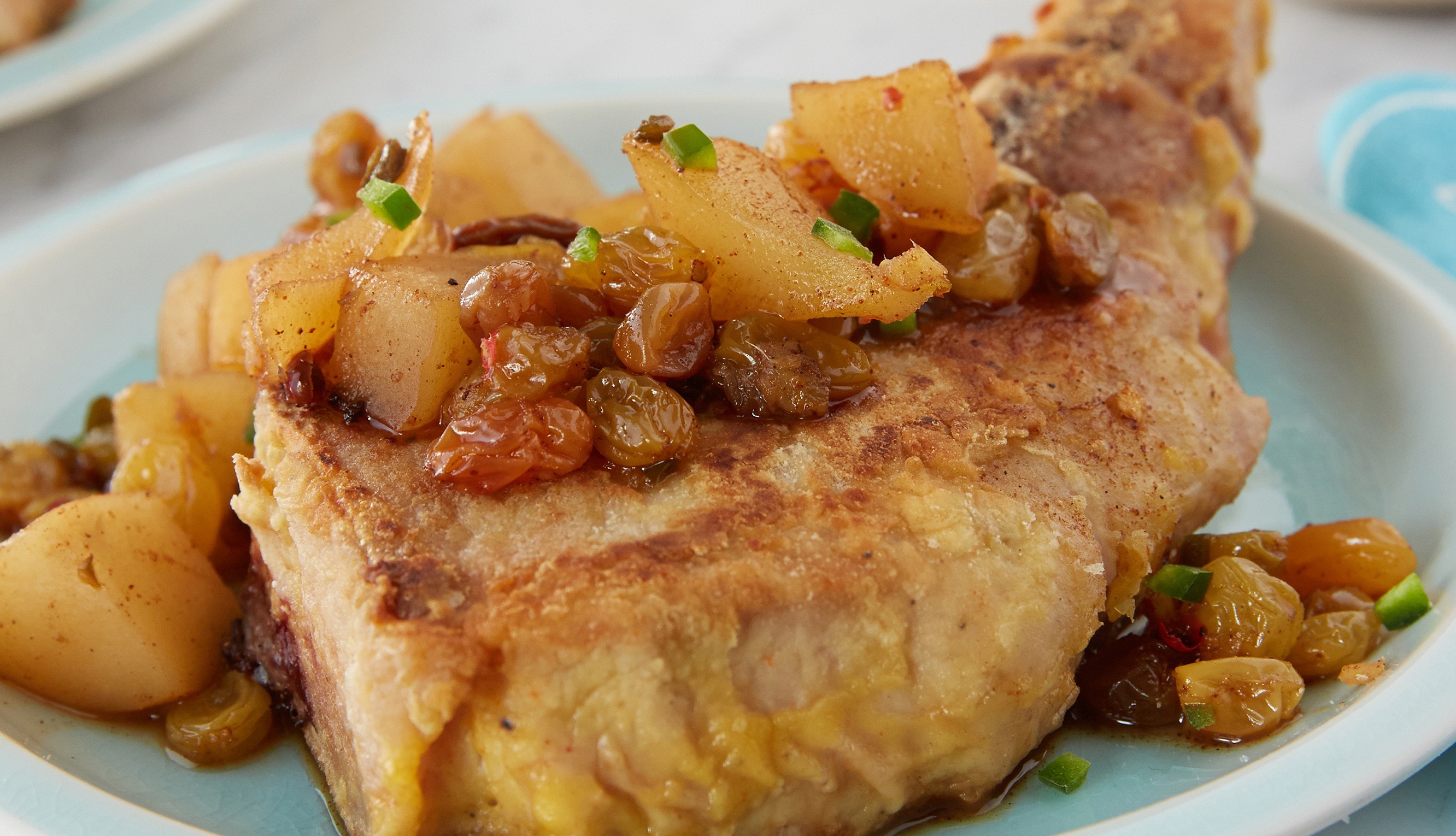 PORK CHOPS w/ DELICIOUS PEAR CHUTNEY!!