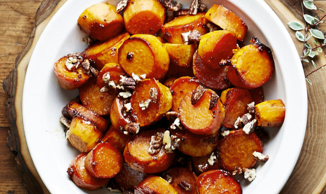 SORGHUM-GLAZED SWEET POTATOES!!